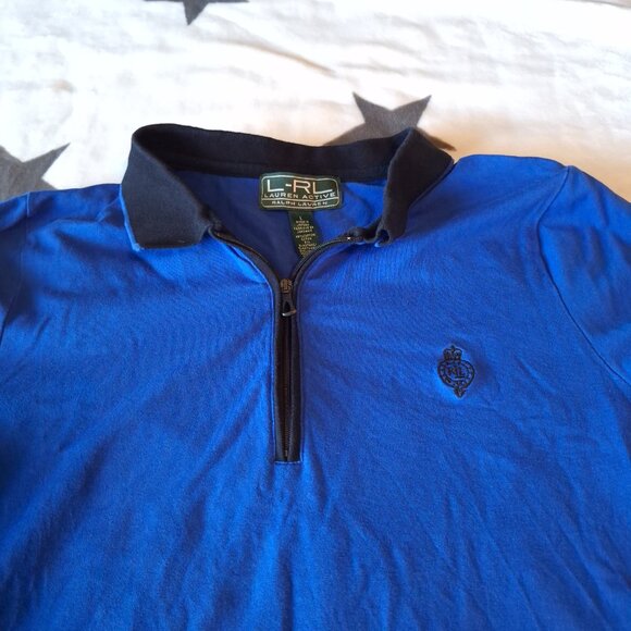 LRL Lauren Active Ralph Lauren Women Large Polo Golf Short Sleeve 1/4 Zip Blue - Picture 3 of 14